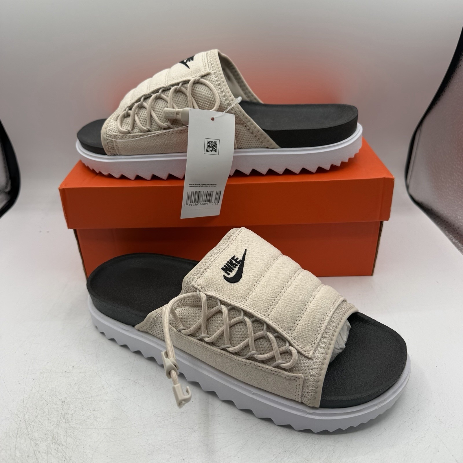 Nike Asuna Slide Na Sandals Mens Sz 9 Desert Sand/Black/White Slip On Cw9703-009